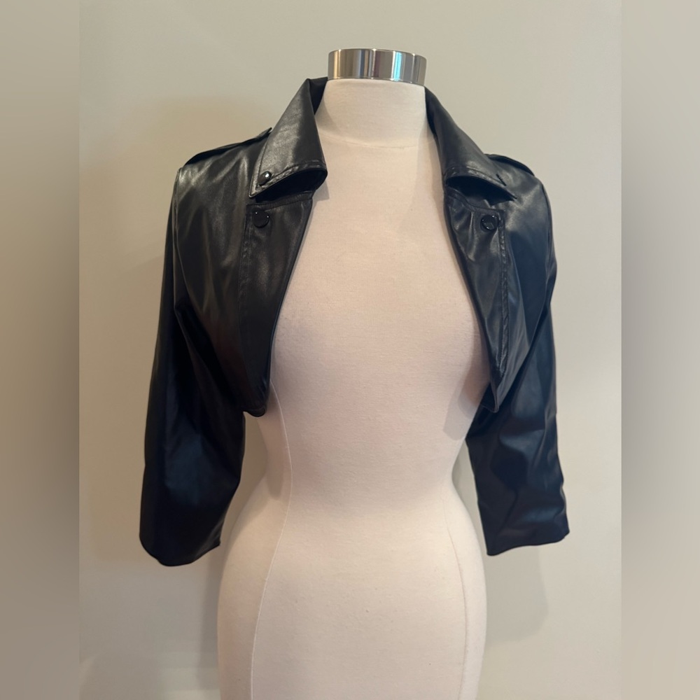NWT Deadly Dames Bolero Moto in Black Stretch Faux
Leather Large Pinup girl